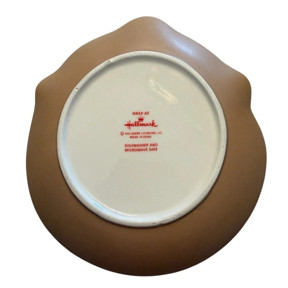 Hallmark Share the Merry Snowman Shaped Cookie Plate Red White Holiday Ceramic